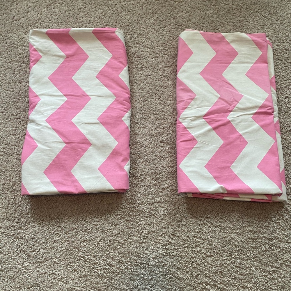 Pottery Barn Pink Chevron black out window panels